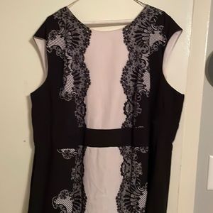 Black and white knee length designer dress